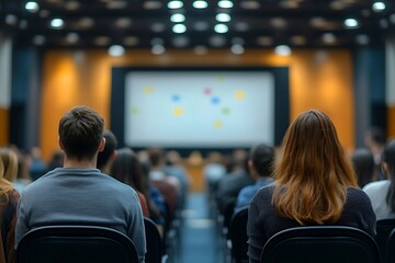 Seminar Attendees Watching Presentation Large Screen