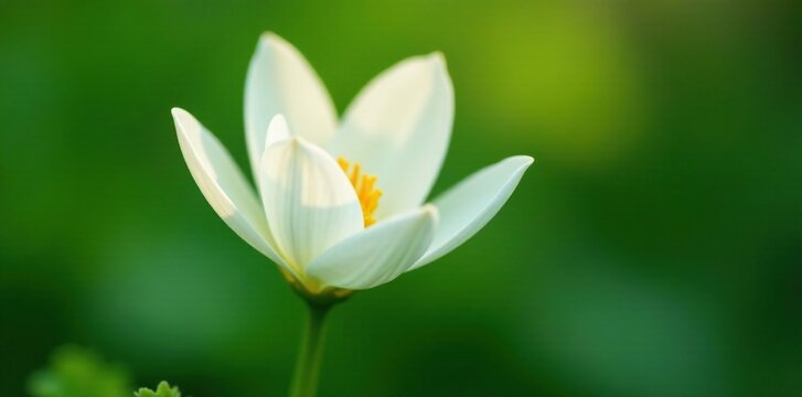 Delicate white petals unfolding on a slender stem, nature, greenery