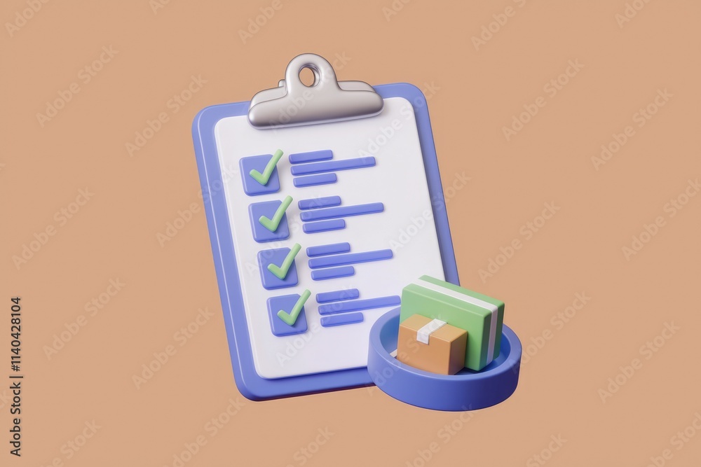 Poster Checklist completed for package delivery showing successful order processing and shipment.