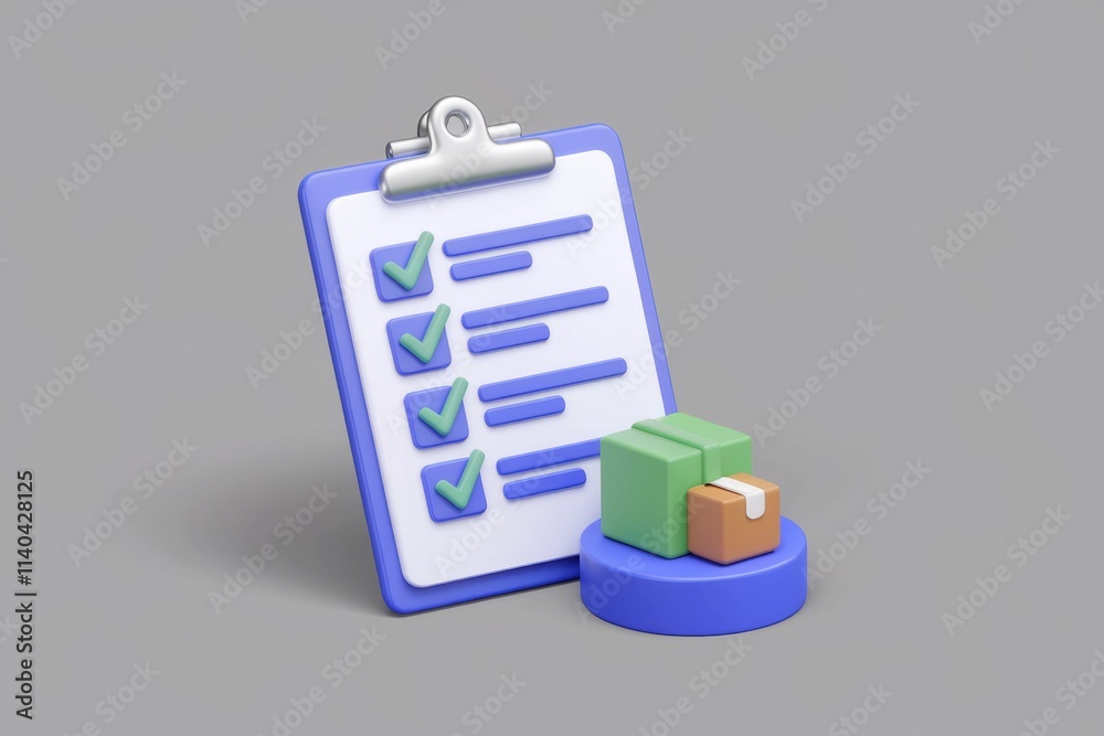 Poster Checklist of completed tasks for package delivery and shipping.