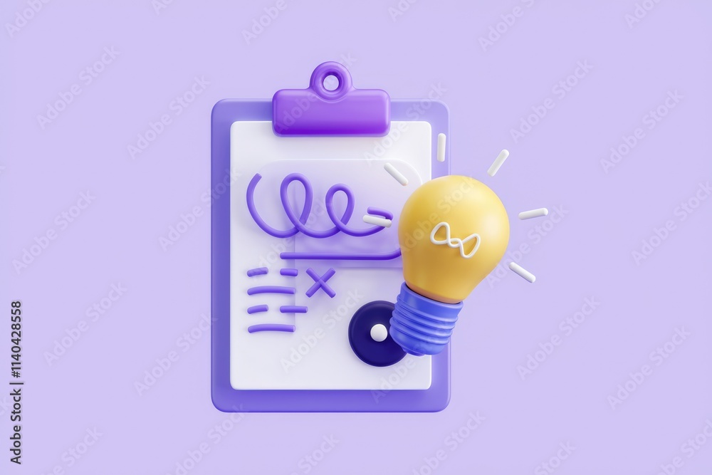 Poster A lightbulb illuminates a checklist  symbolizing innovative problem solving and idea generation.
