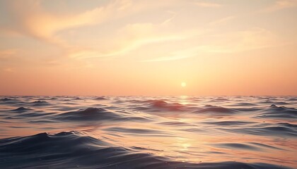 Obraz premium Serene Sunset Over Calm Ocean Waves