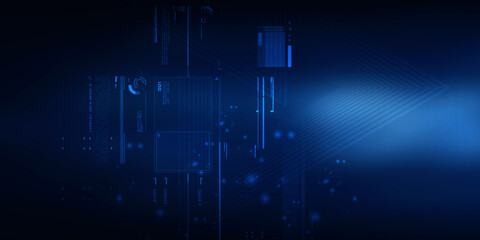 2d illustration Abstract futuristic electronic circuit technology background