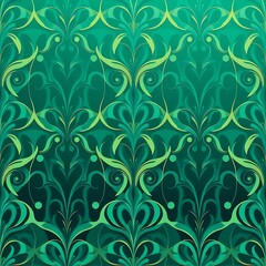 Emerald Green Damask Pattern 