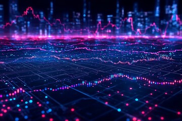 Abstract Cityscape Digital Chart Data Points