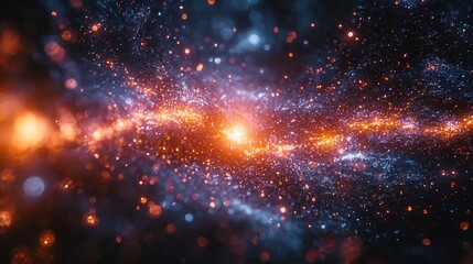 Obraz premium Futuristic Quantum Classroom with Floating Particles Manipulated by Students to Solve Real World Challenges