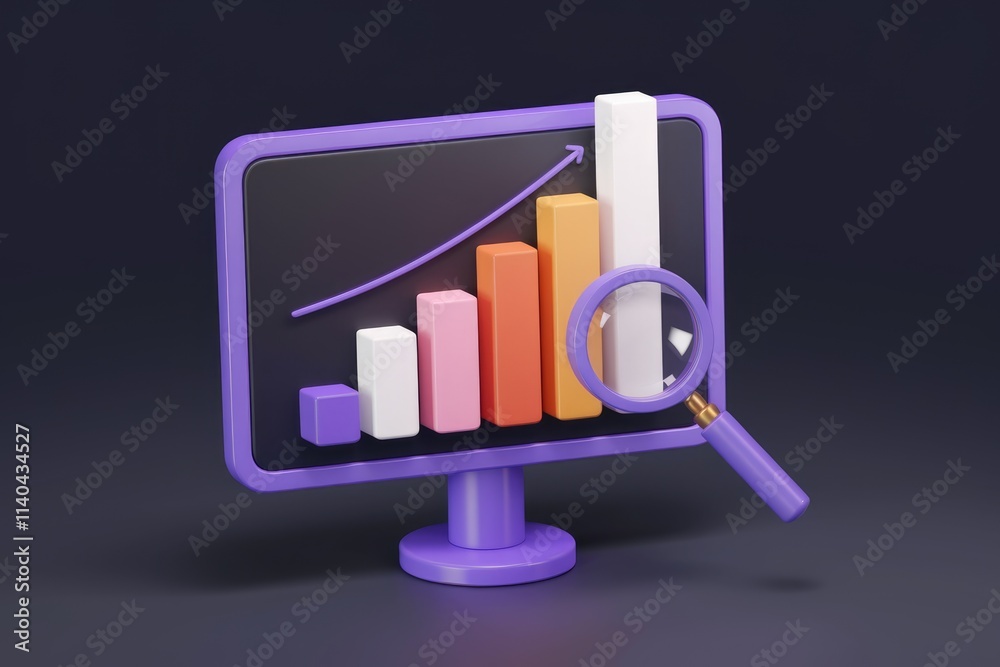 Poster Monitor displays magnified bar graph showing growth and data.