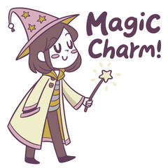 Cartoon Character with Wizard Hat and Wand, Embracing the Essence of Magic and Whimsy