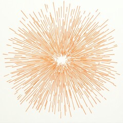 Simple Vector Line Drawing of Orange Circular Explosion with Concentric Circles and Radiating Strokes