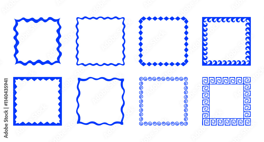 Aufkleber Vector set of hand drawn cut out style square frames and borders - abstract design elements for decoration or logo design templates, prints, placards, posts in modern minimalist style 