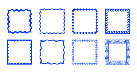Vector set of hand drawn cut out style square frames and borders - abstract design elements for decoration or logo design templates, prints, placards, posts in modern minimalist style 