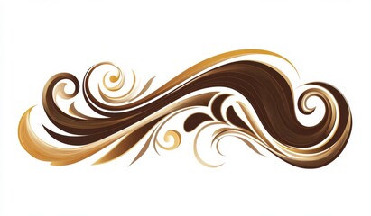 Elegant flowing wave design in brown and gold on white, sophisticated vector art for diverse creative projects