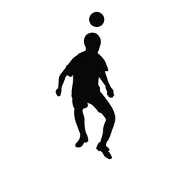 Man playing football silhouette isolated on white background