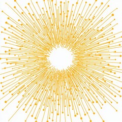 Obraz premium High-resolution vector illustration of yellow circular outline with 506 radiating beams, anime-style sunburst on white background