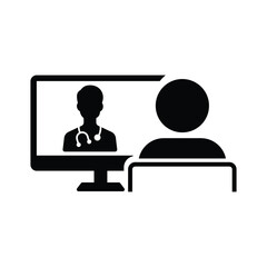 Telemedicine black and white symbol and clip art design