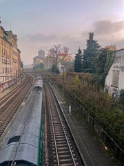 Fototapeta premium Railway from via Abbondio Sangiorgio, Milan, Italy