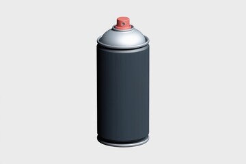 Obraz premium A dark colored aerosol spray can with a silver top and red nozzle.