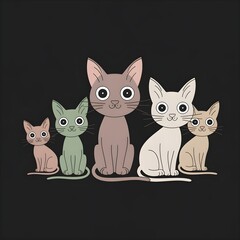 Obraz premium Minimal art illustration of adorable cats 