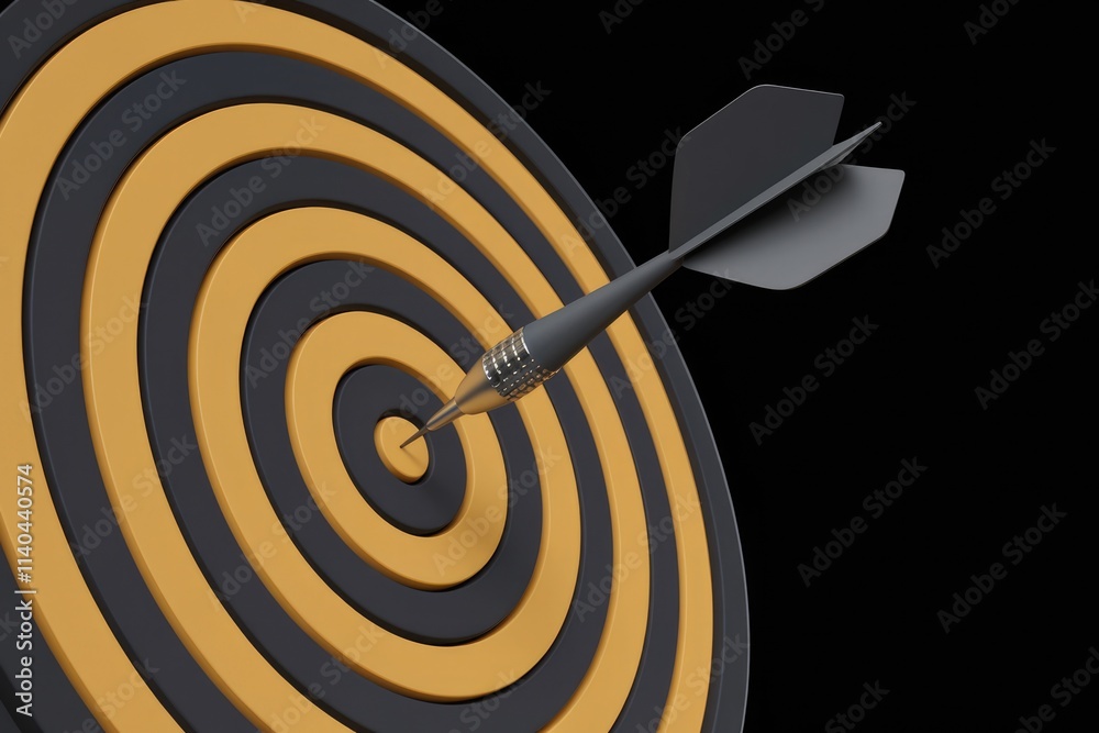 Aufkleber a dart hits the bullseye of a circular dartboard symbolizing success and achieving goals.