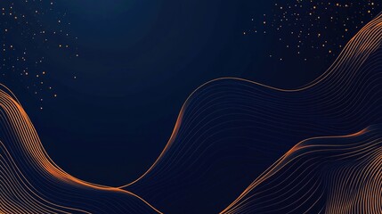Abstract Waves with Orange Glow and Dark Blue Background