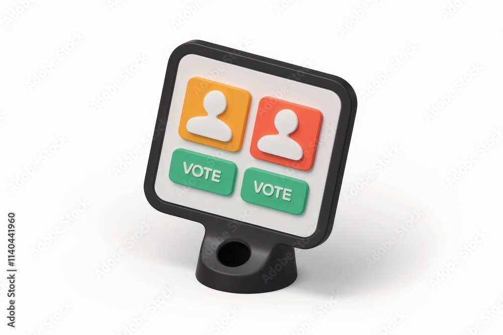 Aufkleber Digital voting interface with two candidate profiles and voting buttons.