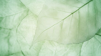 Obraz premium Elegant Green Leaves with Delicate Veins and Soft Natural Light
