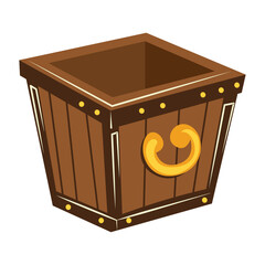 Empty wooden box container vector illustration design template elements, isolated on white background
