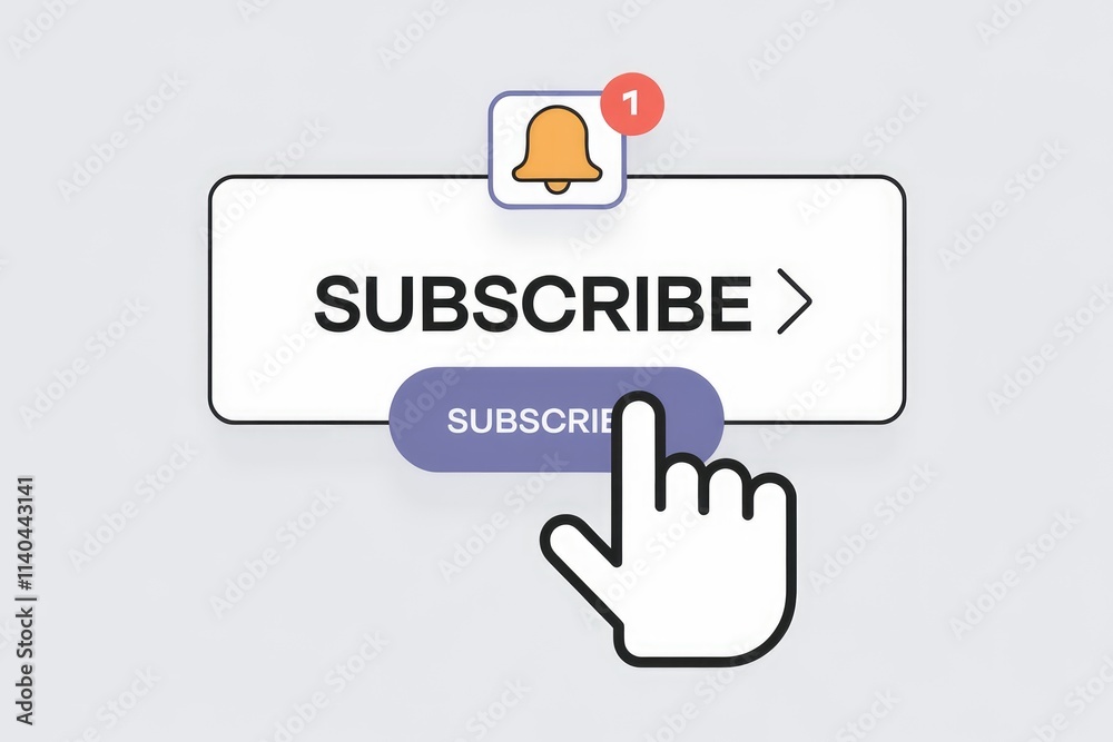 Poster Subscribe button with notification bell  indicating new content and encouraging user interaction.