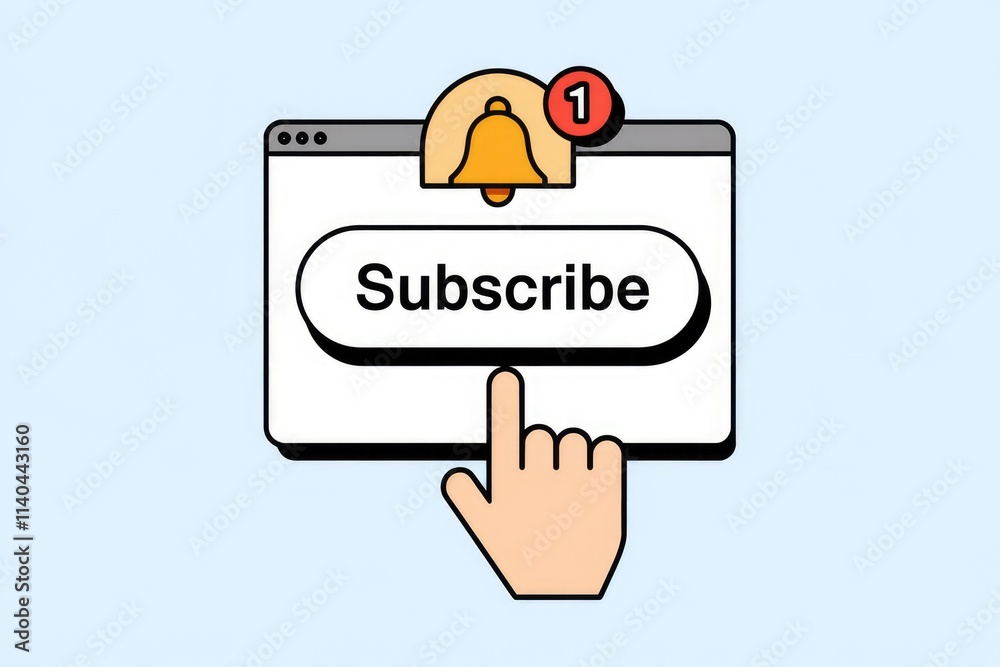 Fototapete subscribe button with notification bell indicating new updates and content.