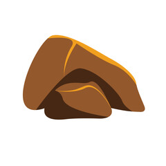 Obraz premium Cartoon rock clip art, stone vector illustration, brown boulder clipart