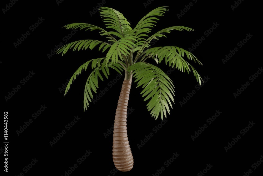 Poster isolated palm tree with green fronds on transparent background.