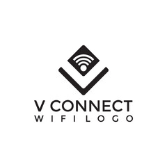 V Wifi letter logo vector image