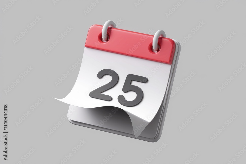 Poster A 3D rendering of a small desk calendar showing the 25th of the month.