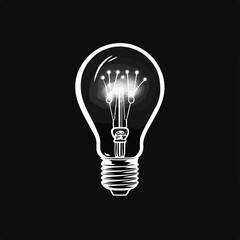 Black and White Bulb Light Symbol Isolated for Business Use