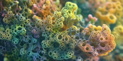 Intricate textures of alien vegetation revealing vibrant colors and unique formations from an otherworldly landscape