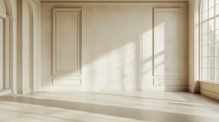 Fototapeta premium Bright and Spacious Empty Room with Elegant Architectural Details