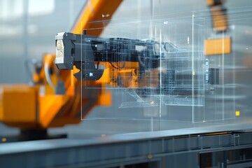 Fototapeta premium Robotic automation revolutionizes manufacturing processes factory technology innovation industrial environment close-up viewpoint