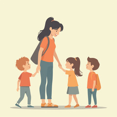 Boy going school illustration vector design, Children going school vector design