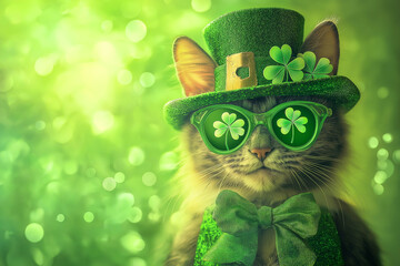 Happy st. Patrick's Day card with a Cat.