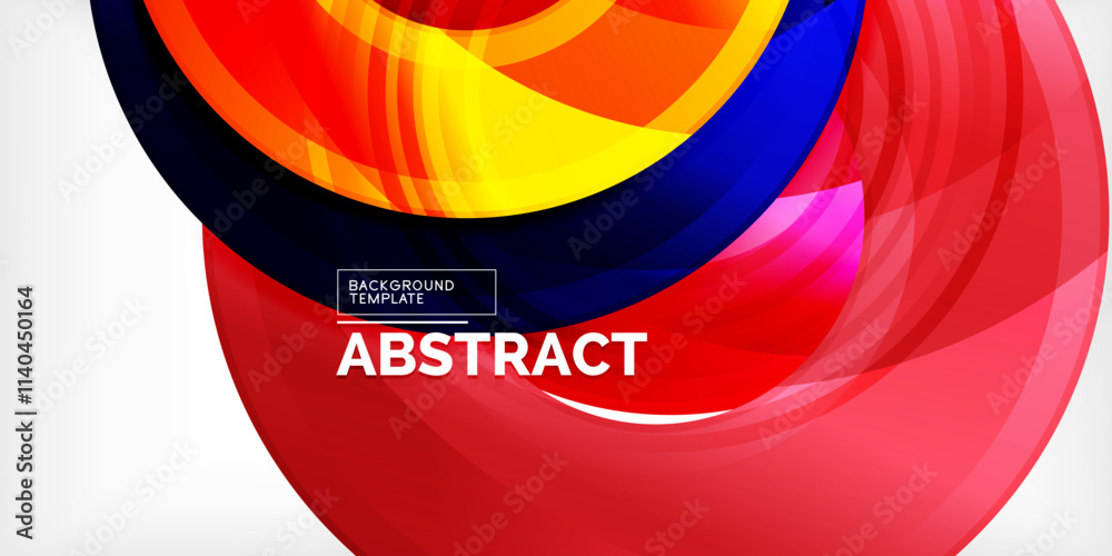 Poster bright colorful circles with light effects. abstract background