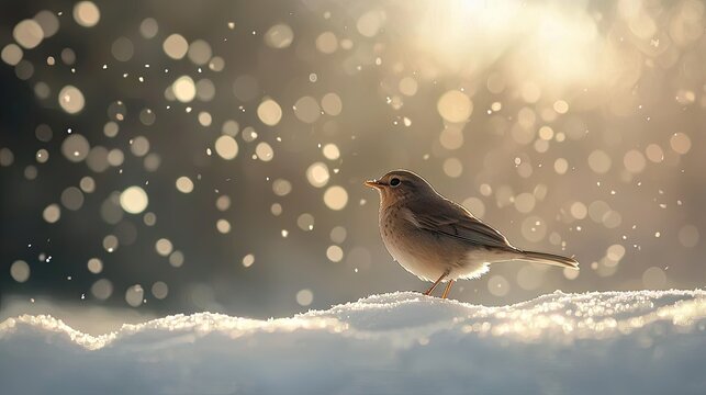 2w A peaceful winter scene with white snow covering the ground, and gentle snowflakes falling from the sky. Soft lighting, serene atmosphere, 