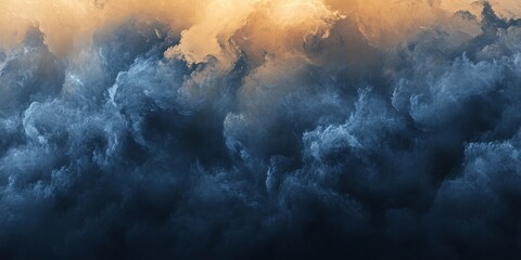 Fototapeta premium Nebula clouds in deep blue and golden hues showcasing the beauty of cosmic formations and celestial phenomena