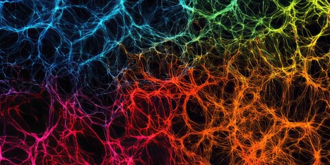 Naklejka premium Intricate texture of colorful plasma filaments creating a vibrant and dynamic visual experience