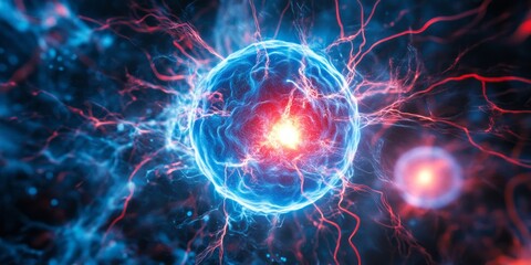 Intricate texture of glowing plasma filaments showcasing dynamic energy patterns in a vibrant space