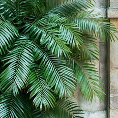 Upward shot of lush green fern leaves