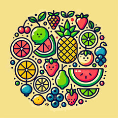 illustration of fruits and berries