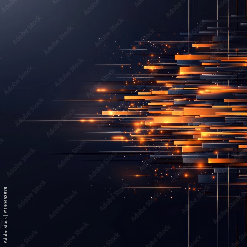 Poster abstract digital background featuring dynamic lines and glowing particles creating a modern technolo