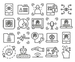 biometric and security technology icons set
