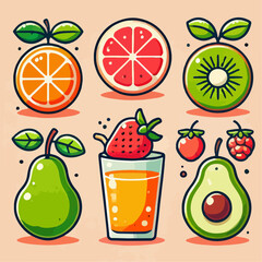 set of fruit juice