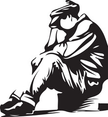 Sad Youth Vector Illustration 2